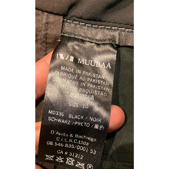 Muubaa Women's 10 Black Sheer Drape Leather Moto Mixed Media Jacket Cropped - Picture 8 of 12